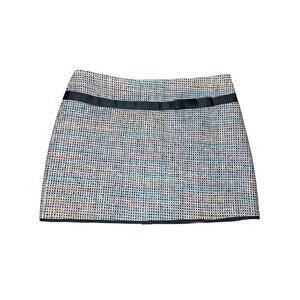 Vintage Y2K Tweed Mini Skirt 8 Multicolor Ribbon Waist Bow Detail Clueless